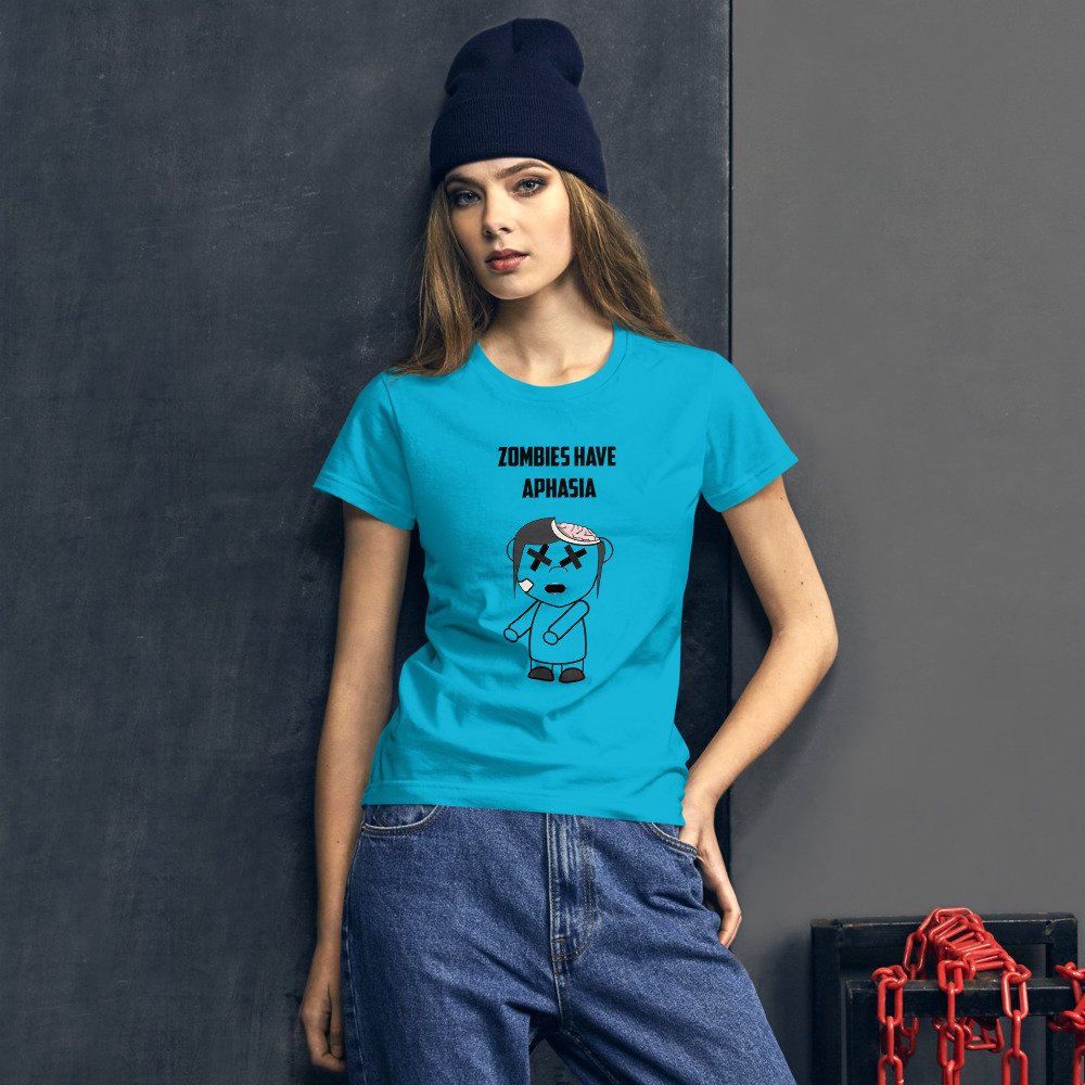 “Zombies Have Aphasia” Women’s Short Sleeve T-shirt - Image 2